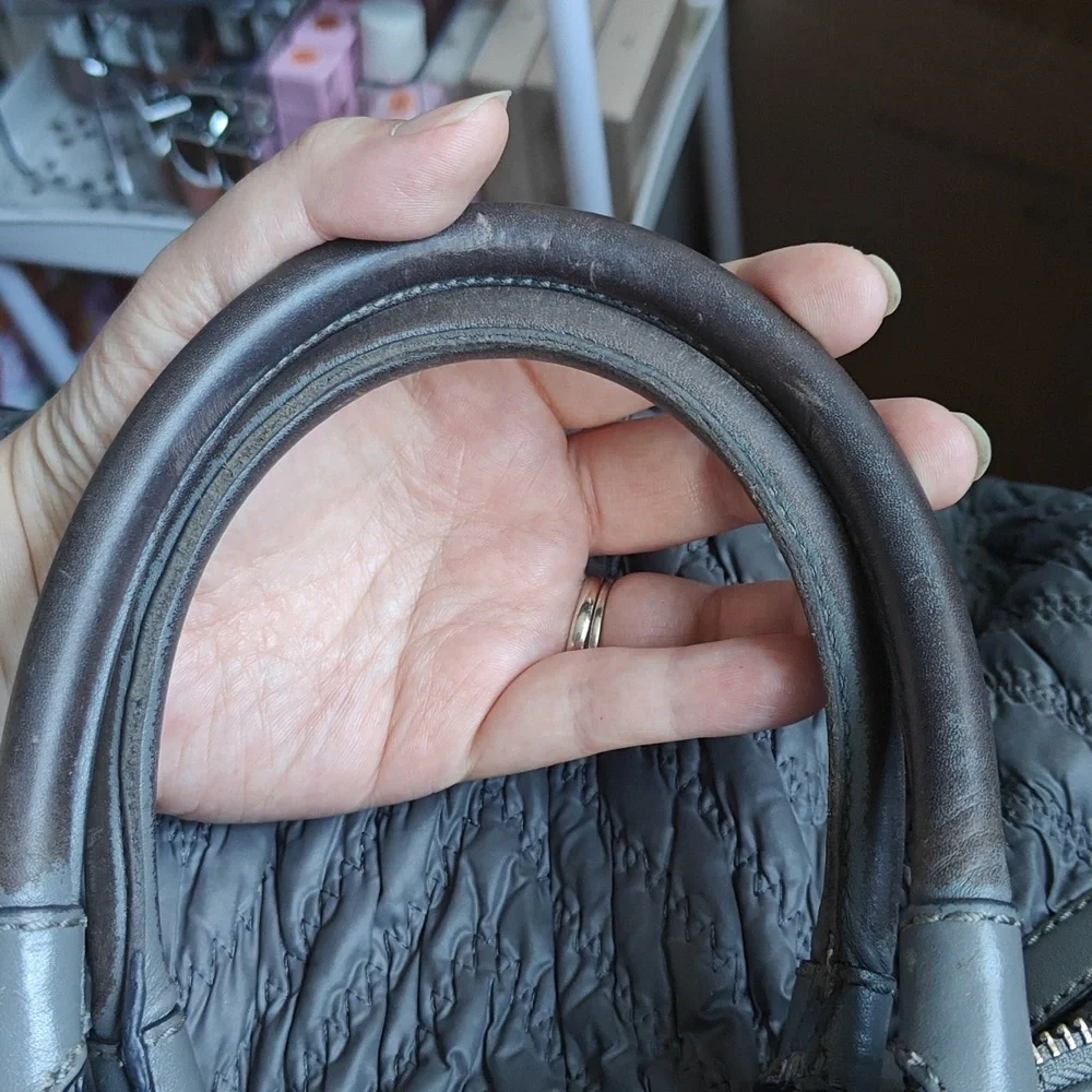 Coach Gray 70th Anniversary Madison Quilted Pleated Nylon Small Satchel